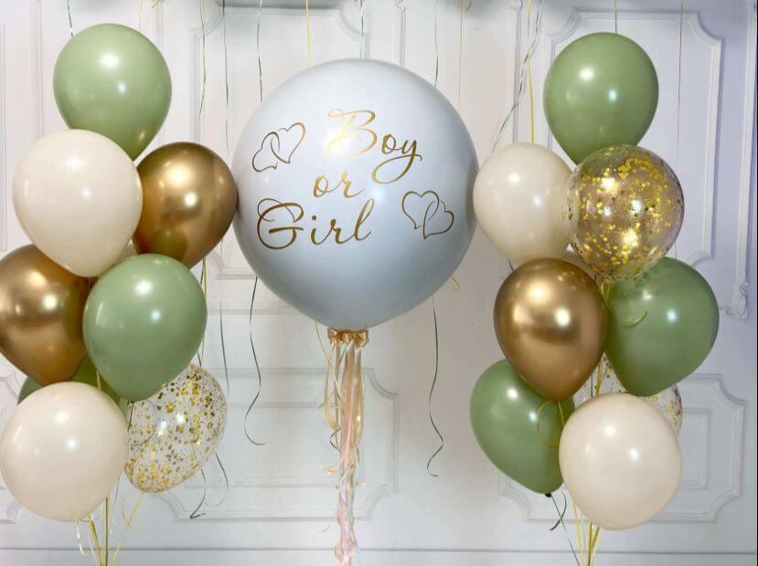 Белый шар для определения пола "Эвкалипт/золото"