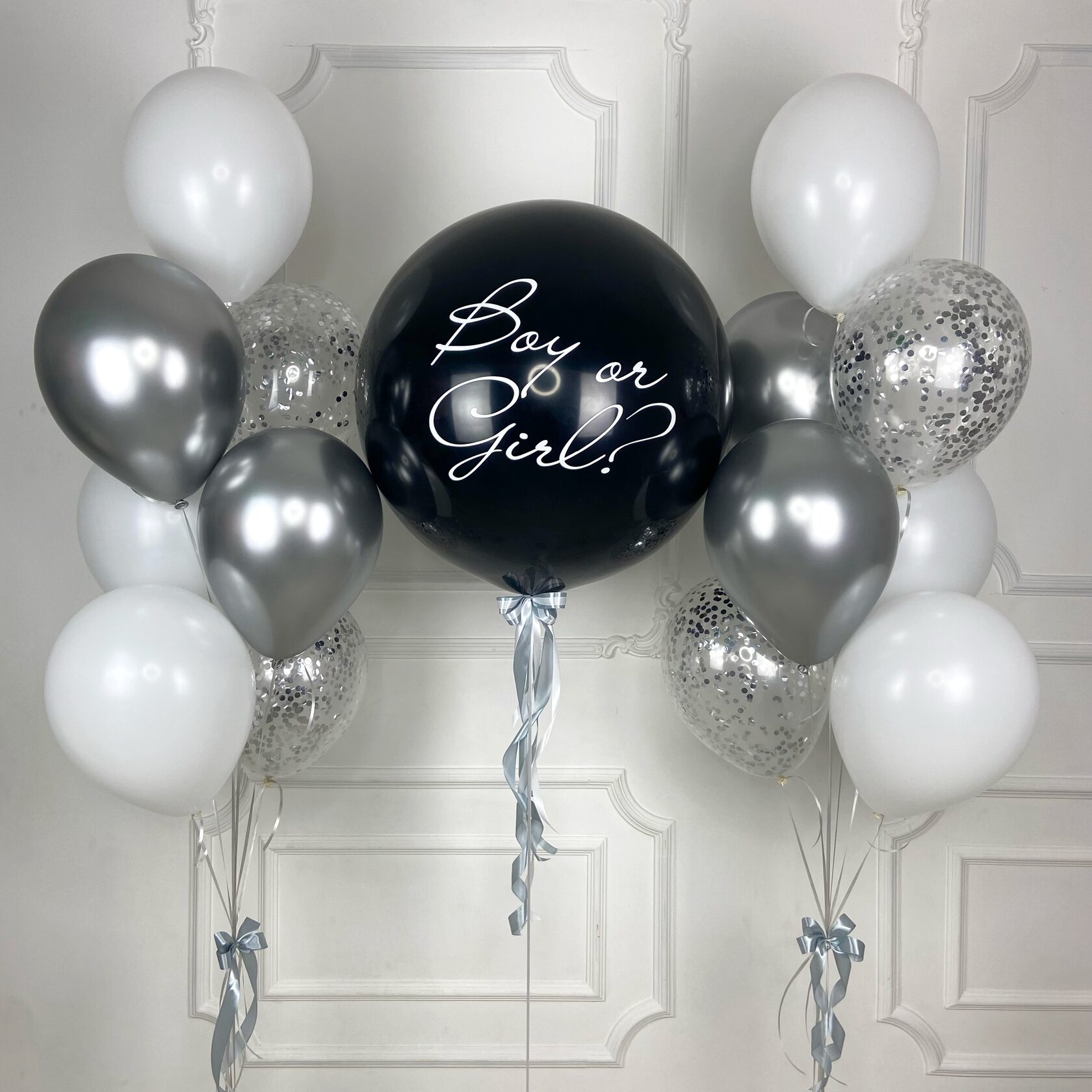 Шар для гендер-пати "Конфетти серебро"