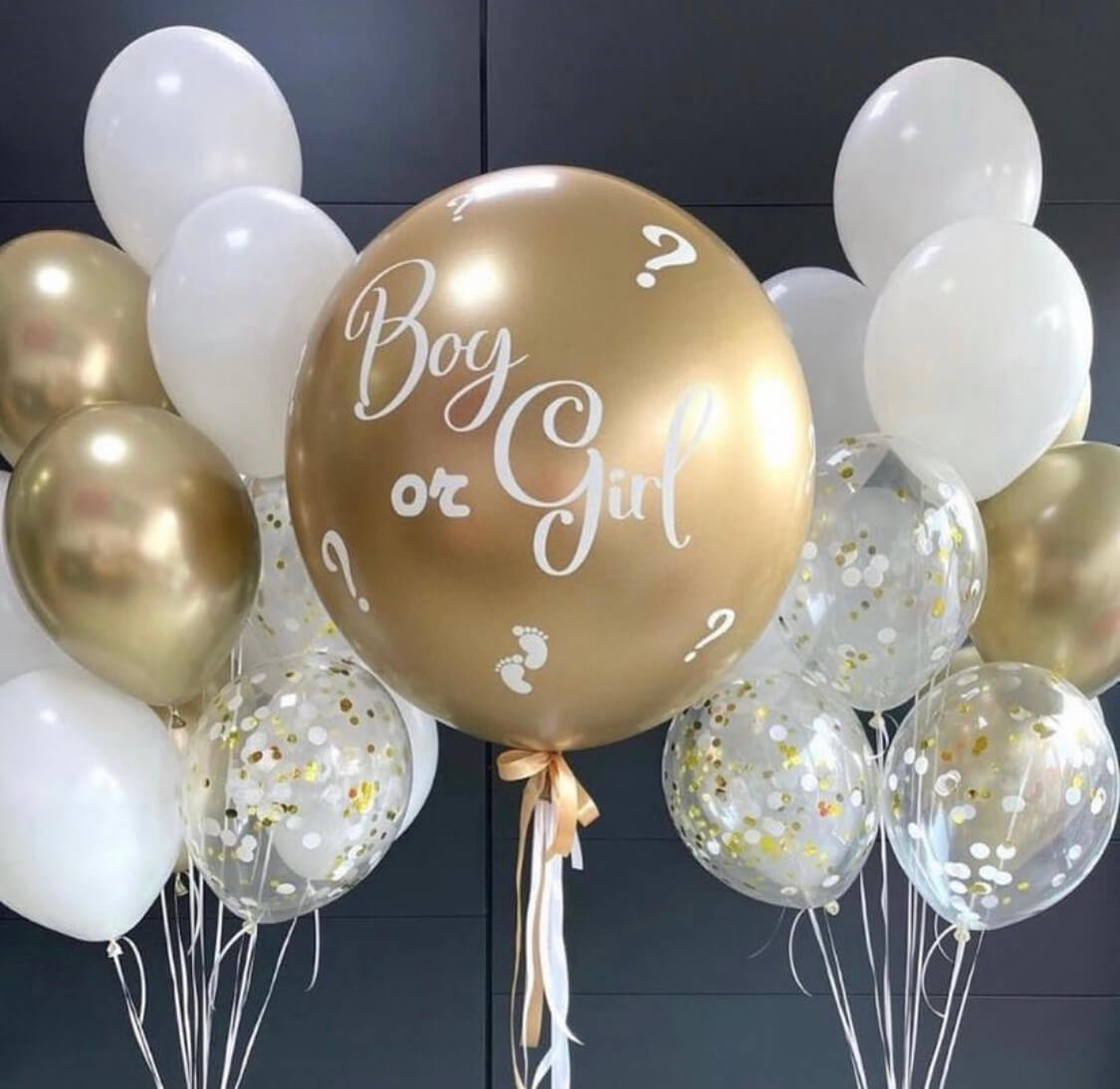 Шары для гендер-пати "Золото и конфетти"